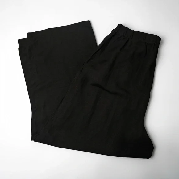 Madewell Black Breezewoven Pull-On High-Rise Straight Linen Blend Pants - Medium - Picture 4 of 11